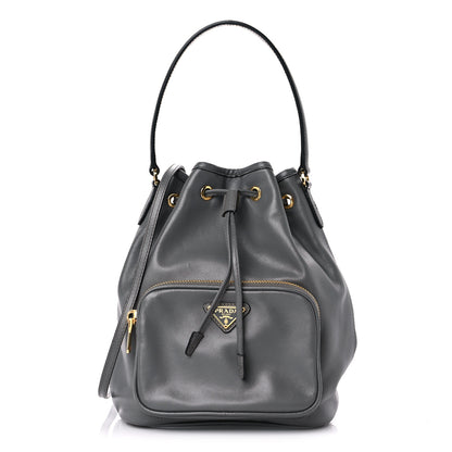 Prada Light Calfskin Saffiano Mini Bucket Crossbody Bag Marmo 1 of 8