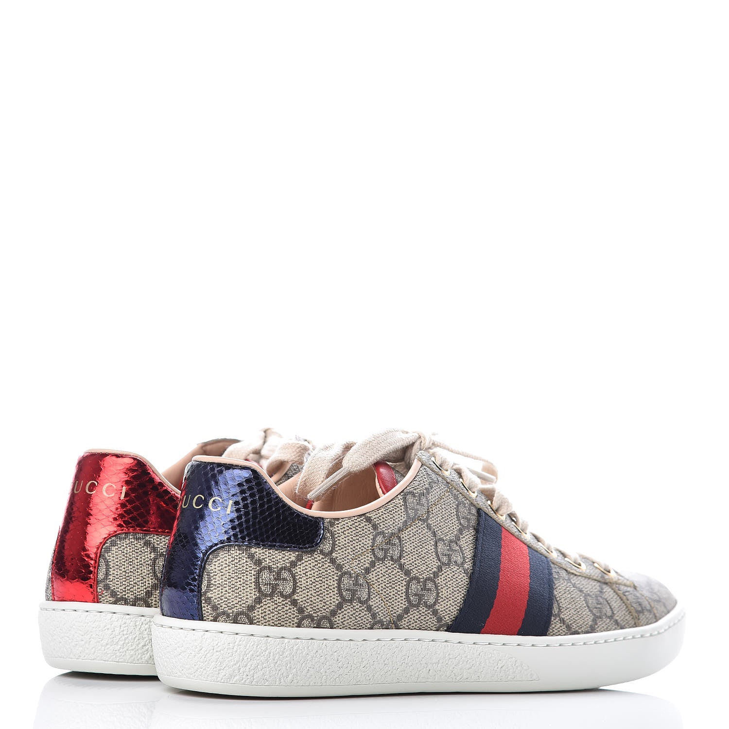 Gucci GG Supreme Monogram Womens Ace Low-Top Sneaker 35 Beige 4 of 11