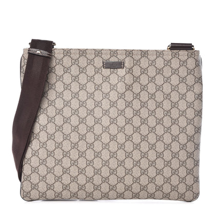 Gucci GG Supreme Monogram Medium Flat Messenger Bag Dark Brown 1 of 10