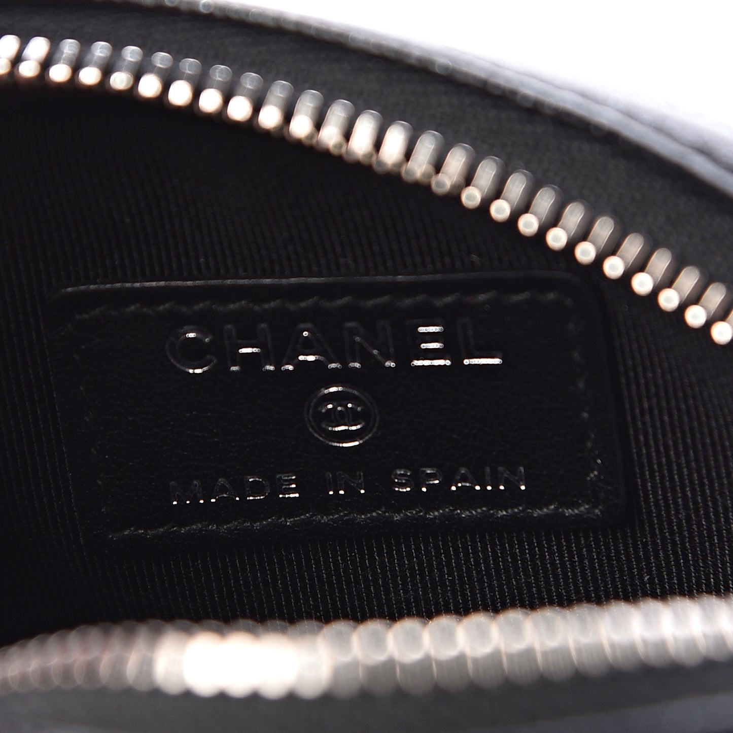Iridescent Caviar Quilted Zip Around Classic Coin Purse Black
