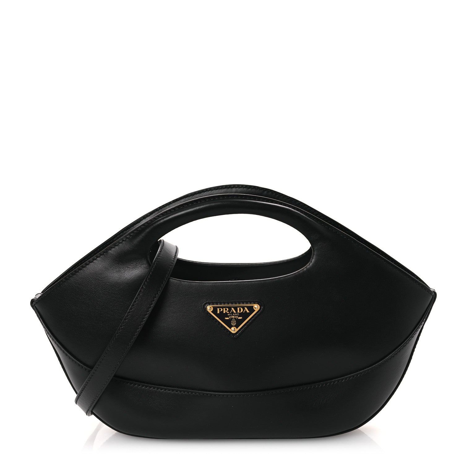 Prada City Calfskin Medium Metal Triangle Logo Bag Black 1 of 10