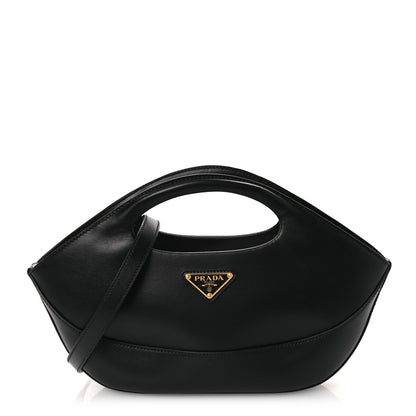 Prada City Calfskin Medium Metal Triangle Logo Bag Black 1 of 10