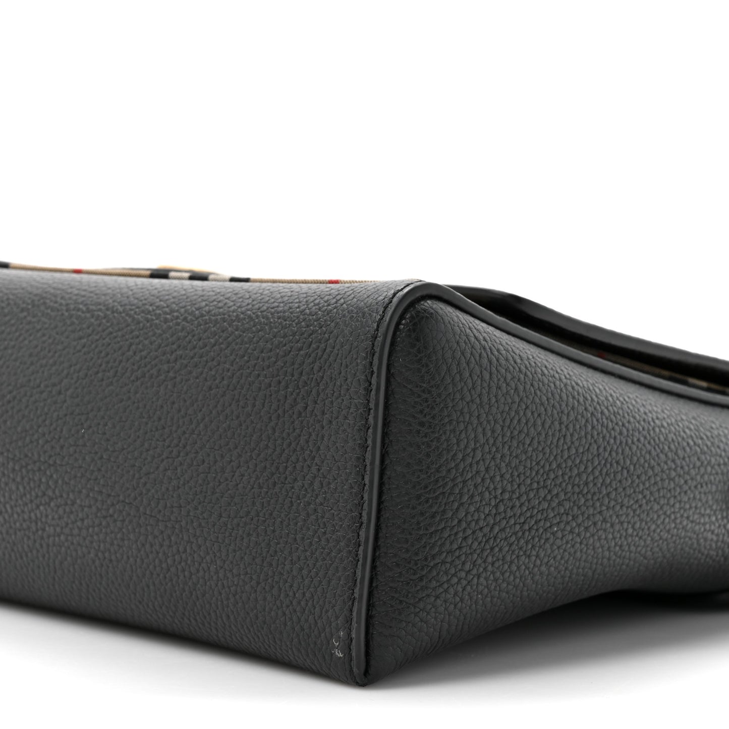 Coated Canvas Calfskin Vintage Check Medium Note Crossbody Bag Black