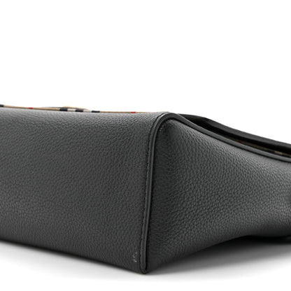 Burberry Coated Canvas Calfskin Vintage Check Medium Note Crossbody Bag Black 9 of 11