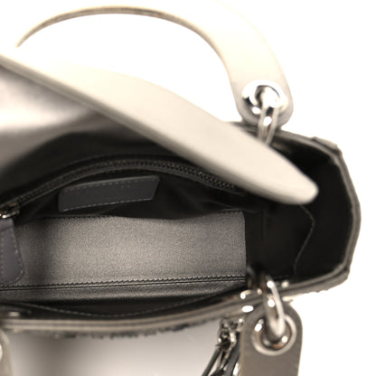 Christian Dior Satin Crystal Cannage Mini Lady Dior Gray 5 of 10