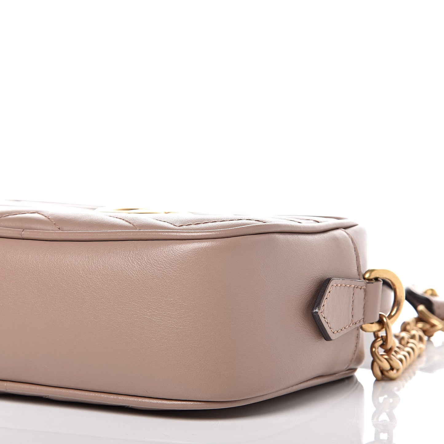 Calfskin Matelasse Mini GG Marmont Chain Shoulder Bag Nude