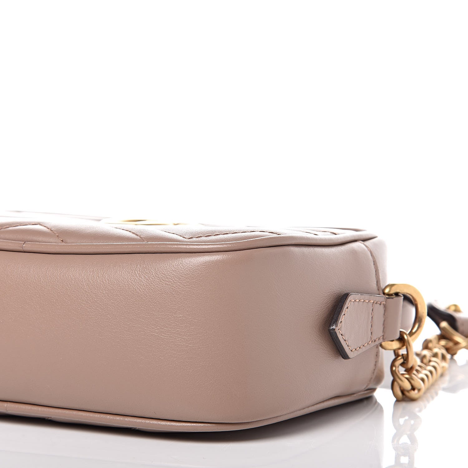 Gucci Calfskin Matelasse Mini GG Marmont Chain Shoulder Bag Nude 9 of 12
