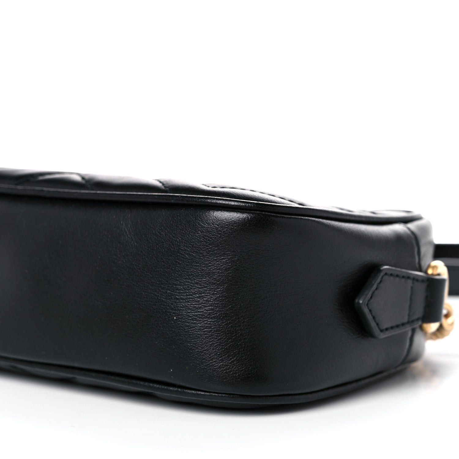 Gucci Calfskin Matelasse Mini GG Marmont Chain Shoulder Bag Black 9 of 12