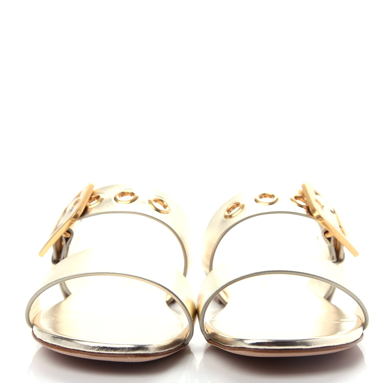 Christian Dior Laminated Calfskin D-Dior Slide Sandals 35.5 Pale Gold 2 of 11