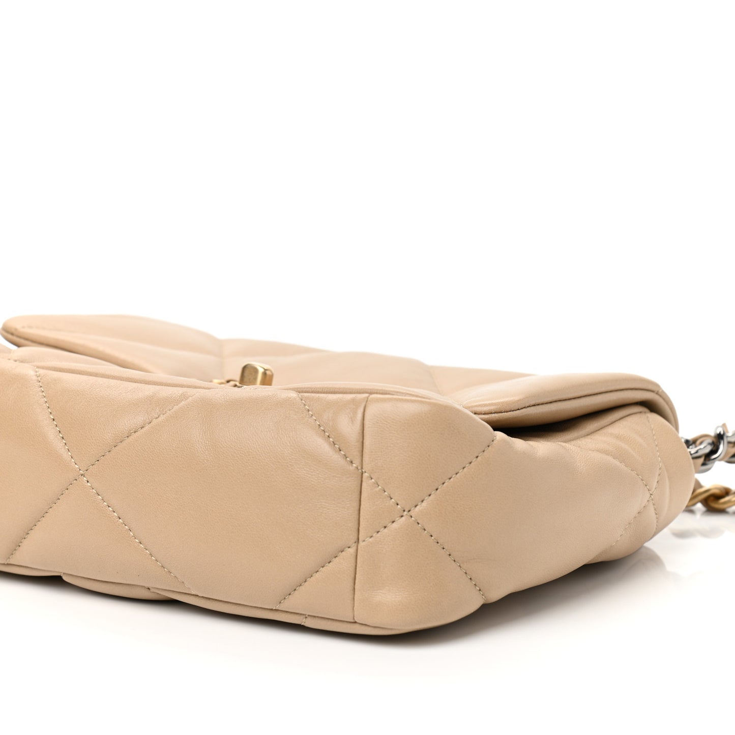 Lambskin Quilted Medium Chanel 19 Flap Dark Beige