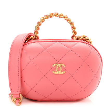 Chanel Lambskin Quilted CC Bubble Vanity Case With Chain Pink 1 of 10