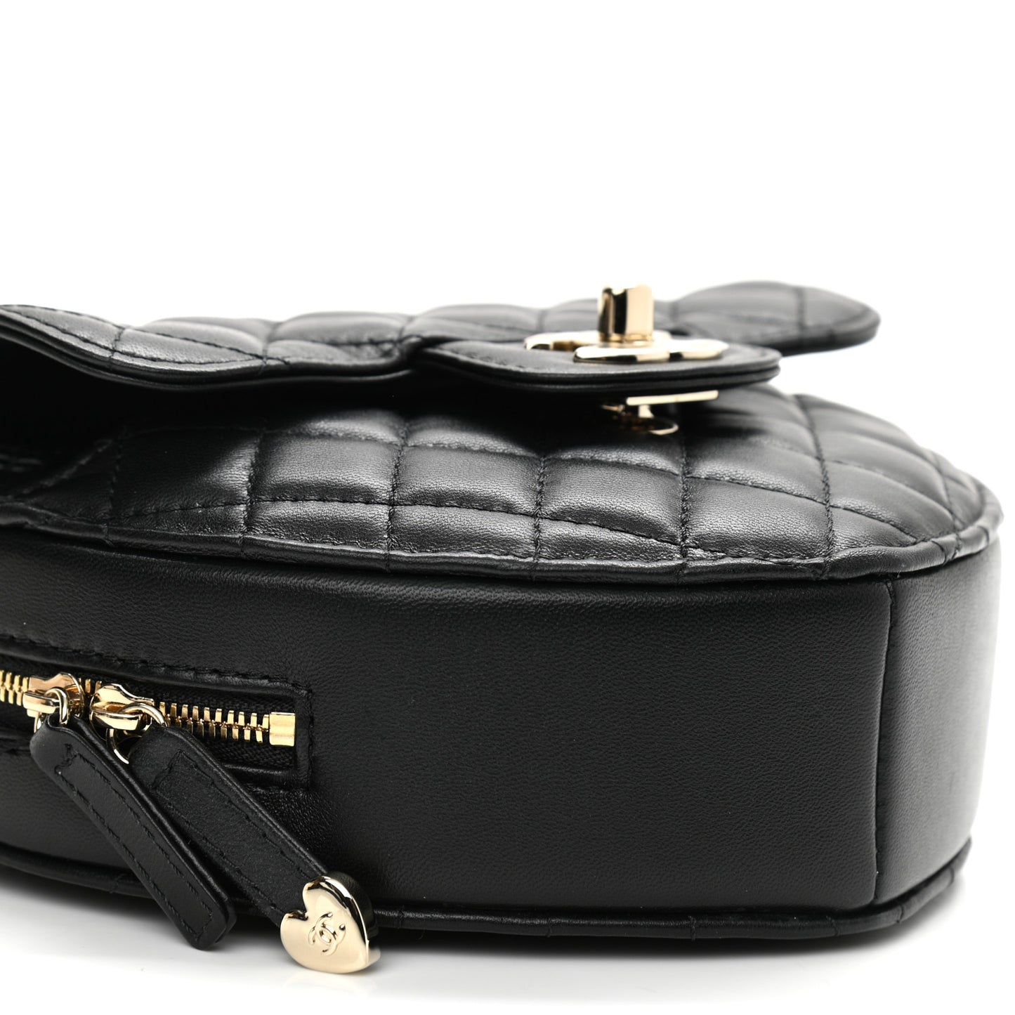 Lambskin Quilted CC In Love Heart Bag Black