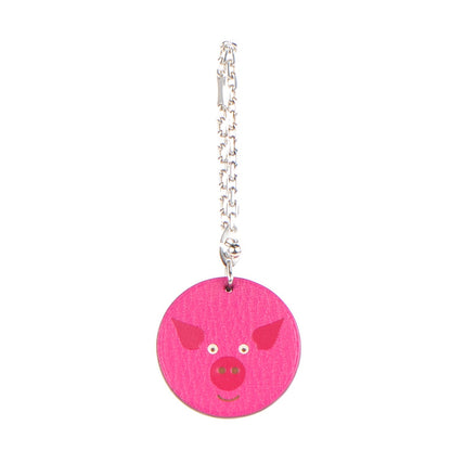 Hermes Chevre Mysore Pig Key Chain Pink Rose Shocking 1 of 5
