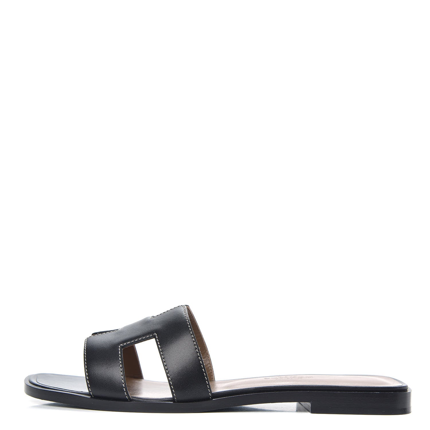 Hermes Box Calfskin Oran Sandals 35.5 Black 1 of 9