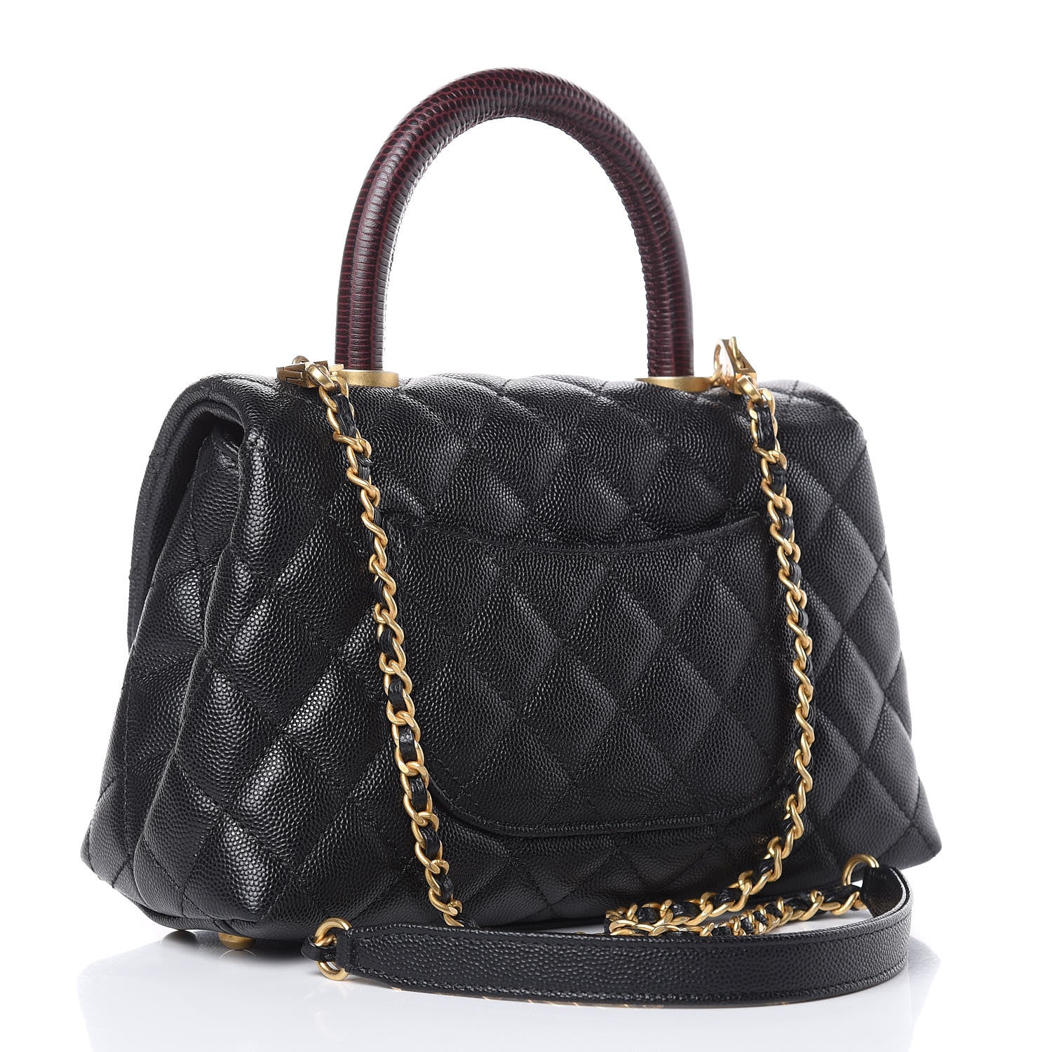 Chanel Caviar Lizard Embossed Quilted Mini Coco Handle Flap Black 3 of 10