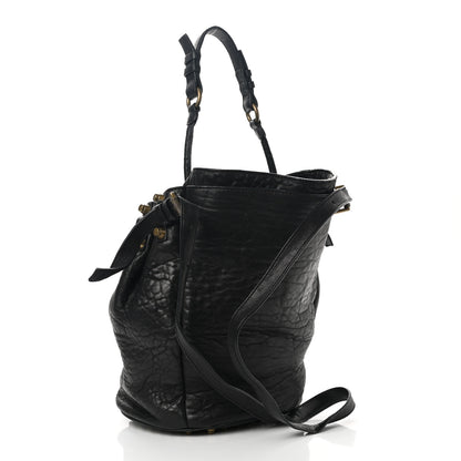 Alexander Wang Pebbled Lambskin Diego Bucket Bag Black Antique Brass Hardware 3 of 10