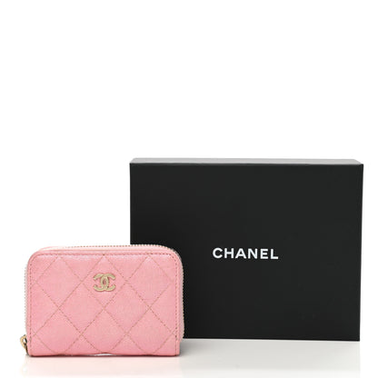 Chanel Iridescent Caviar Quilted Zip Coin Purse Pink 9 of 9