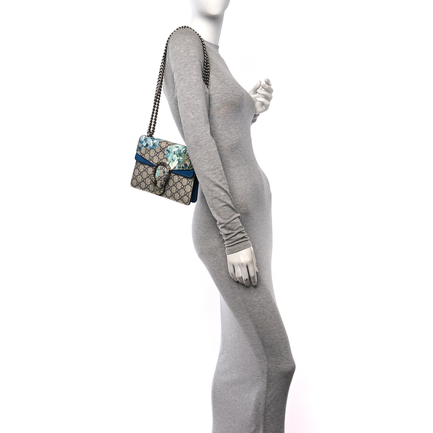 GG Supreme Monogram Blooms Mini Dionysus Shoulder Bag Beige Navy Vintage Blue