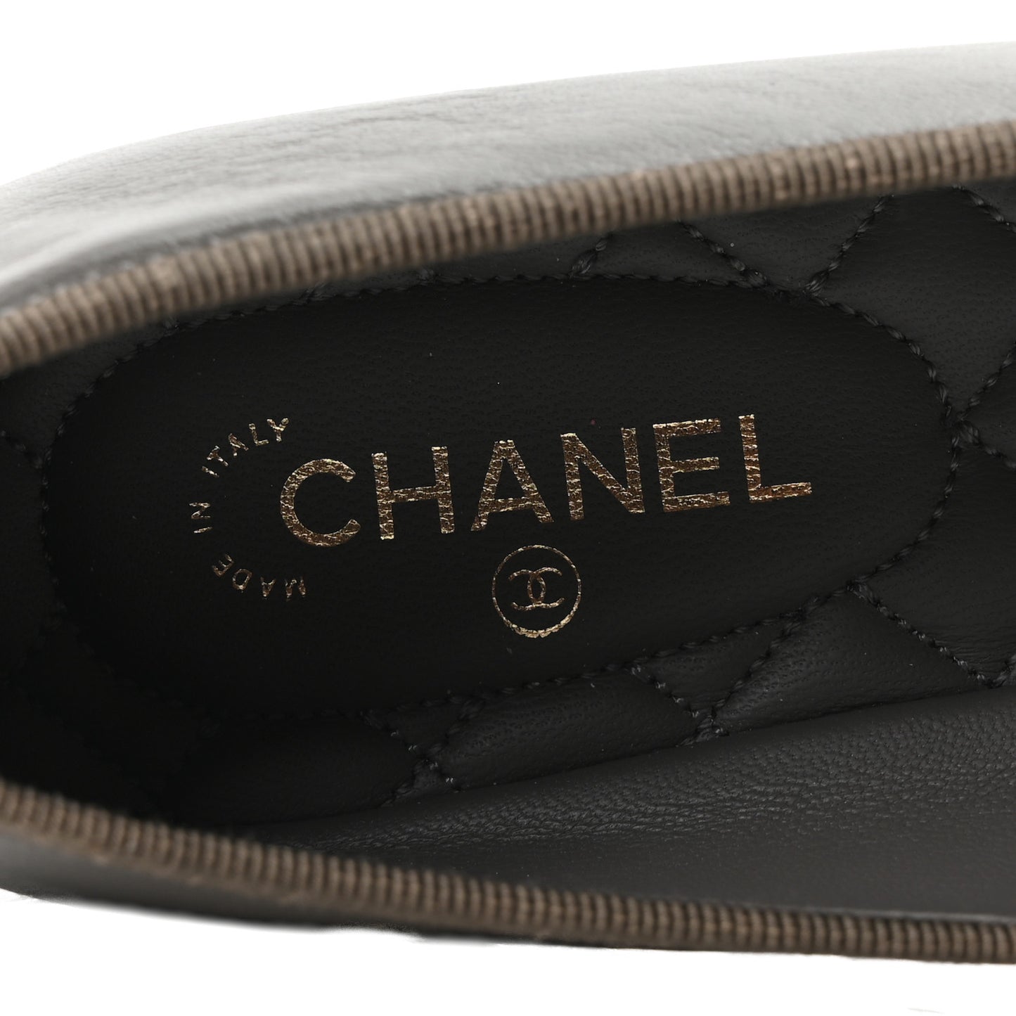 Lambskin Cap Toe CC Ballerina Flats 37 Dark Grey
