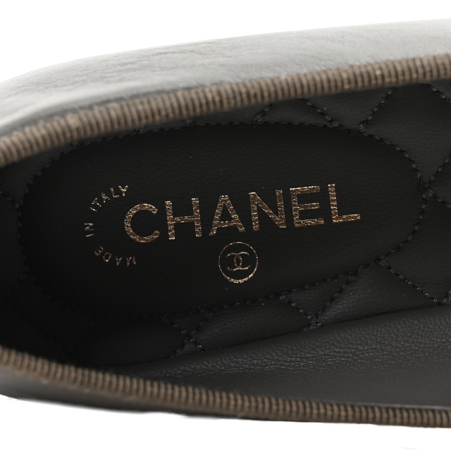 Chanel Lambskin Cap Toe CC Ballerina Flats 37 Dark Grey 8 of 10