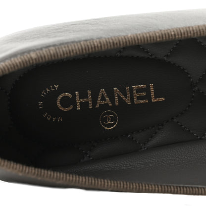 Chanel Lambskin Cap Toe CC Ballerina Flats 37 Dark Grey 8 of 10