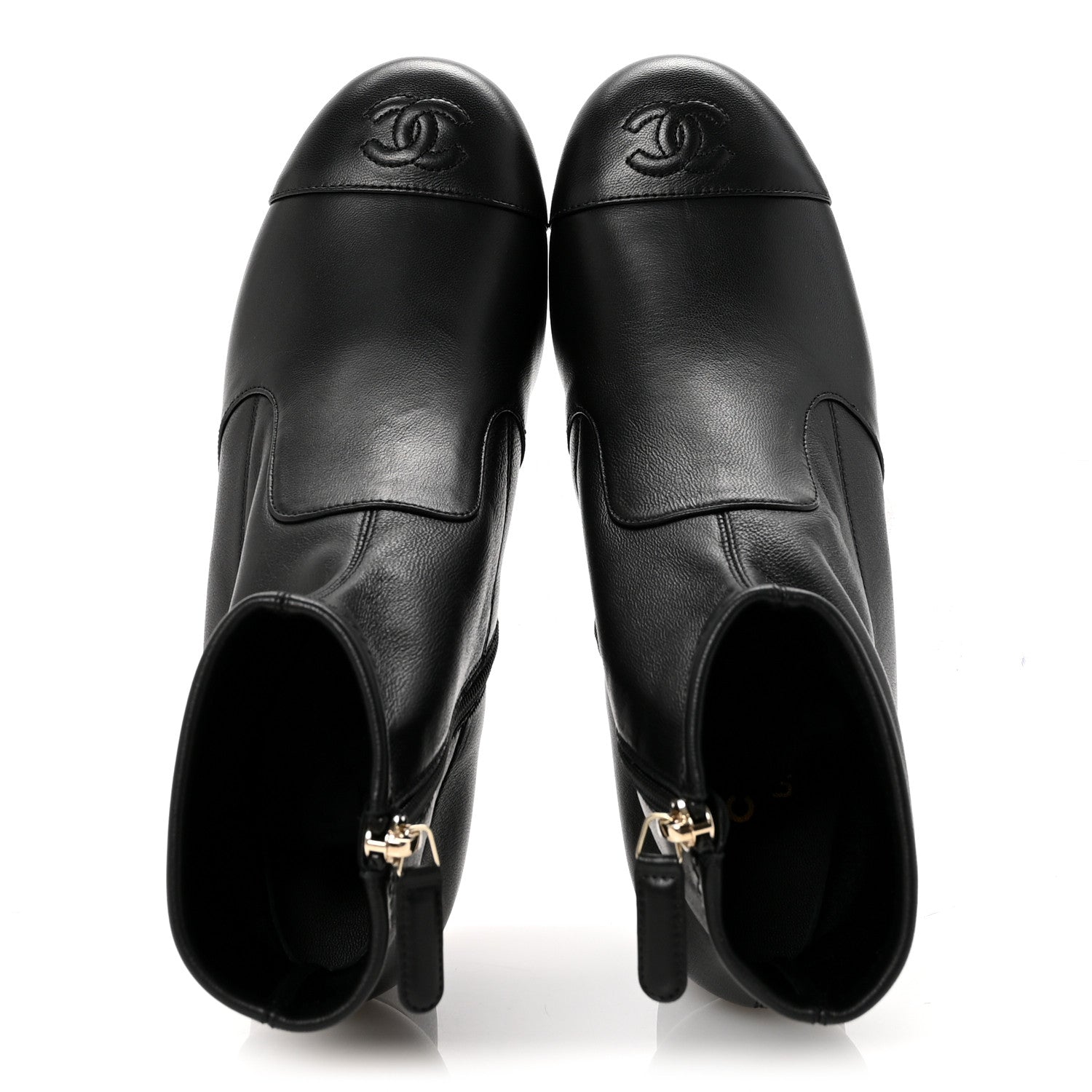 Chanel Stretch Lambskin Cap Toe CC Uniform Short Boots 37 Black 2 of 9