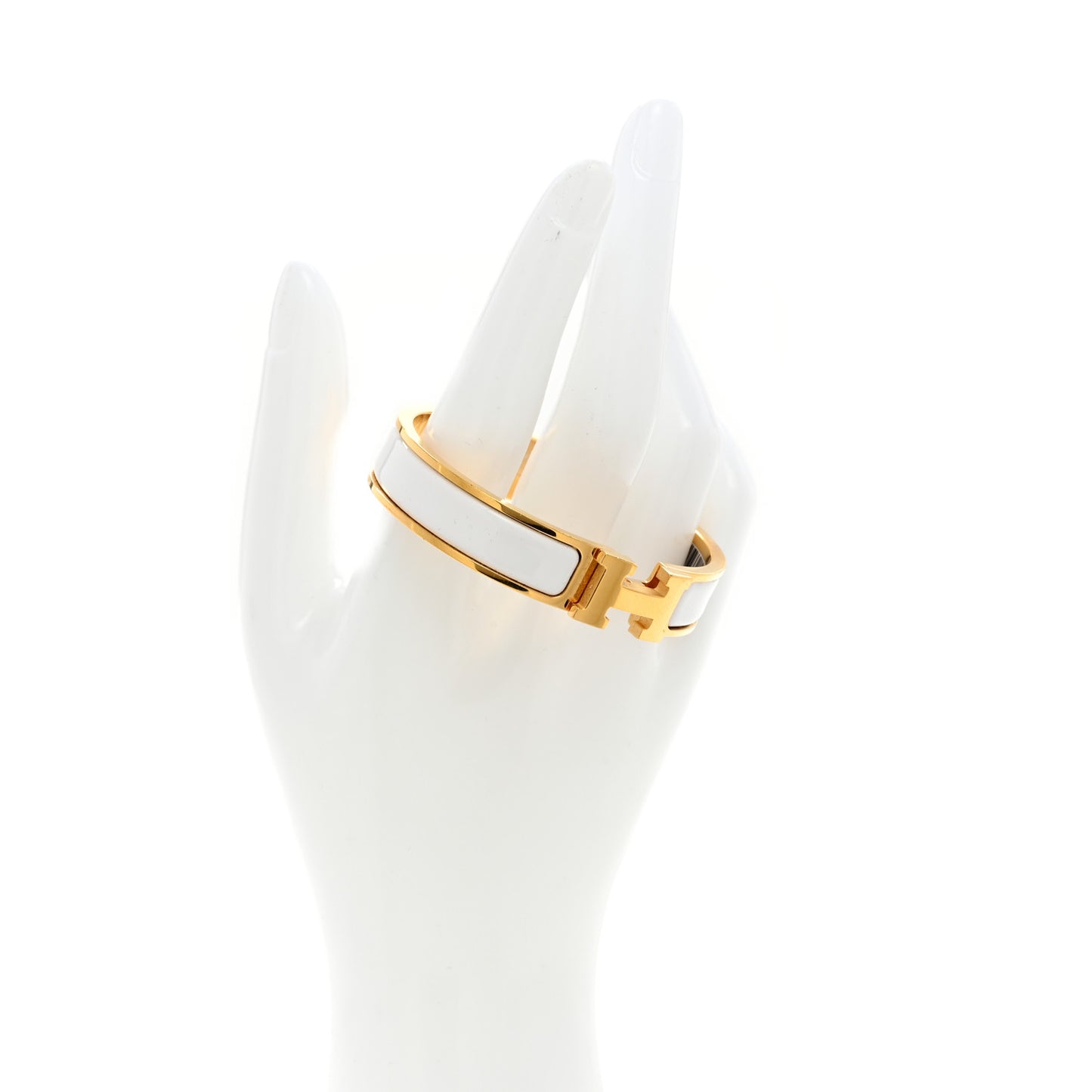 Enamel Narrow Clic Clac H Bracelet PM White