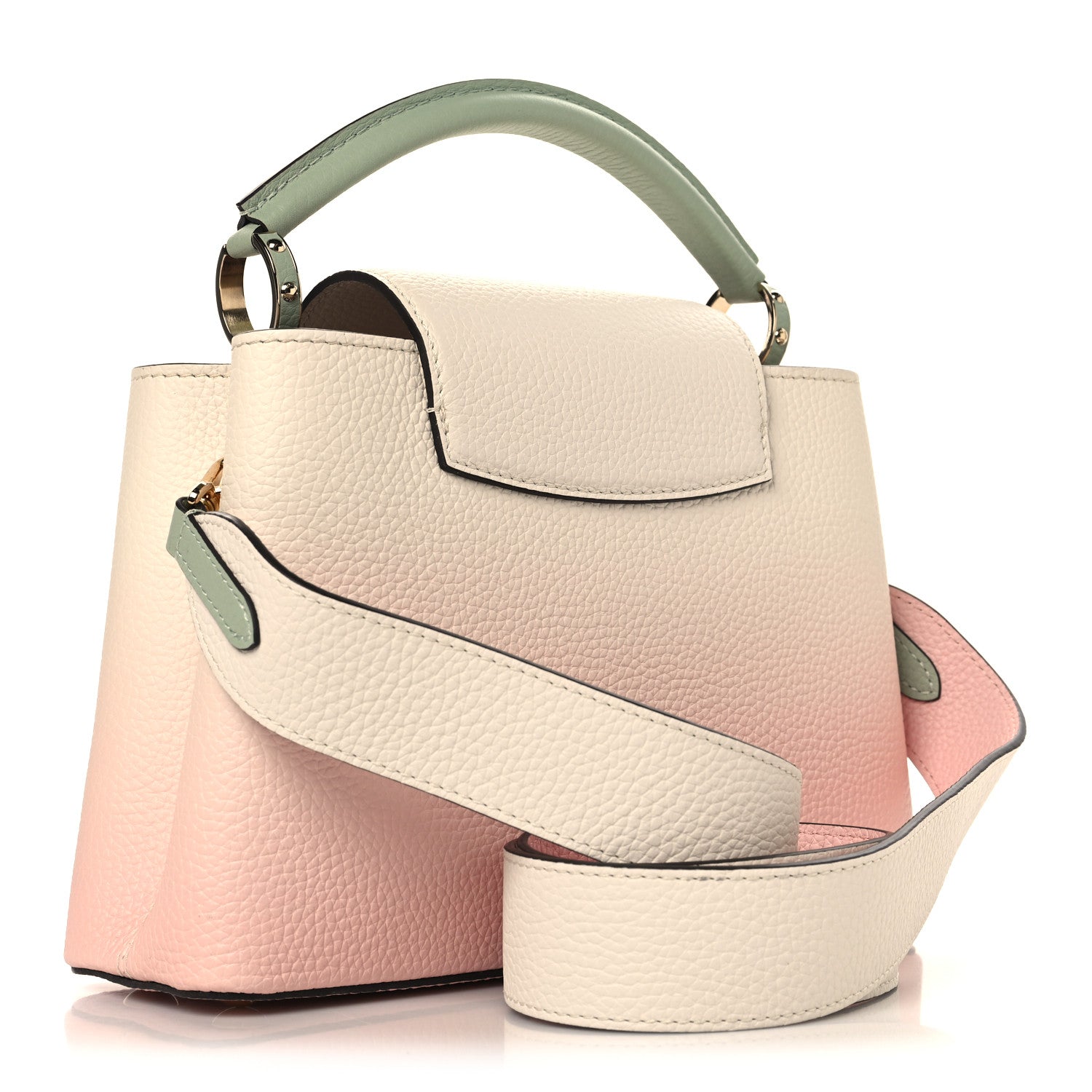 Louis Vuitton Taurillon Gradient Capucines BB Asnieres Green Rose 3 of 9