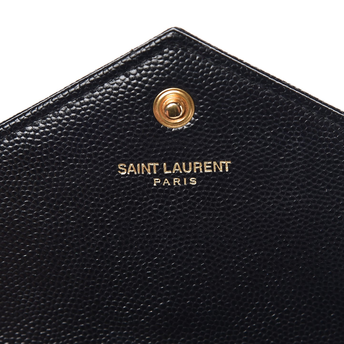 Grain De Poudre Matelasse Chevron Monogram Envelope Chain Wallet Black