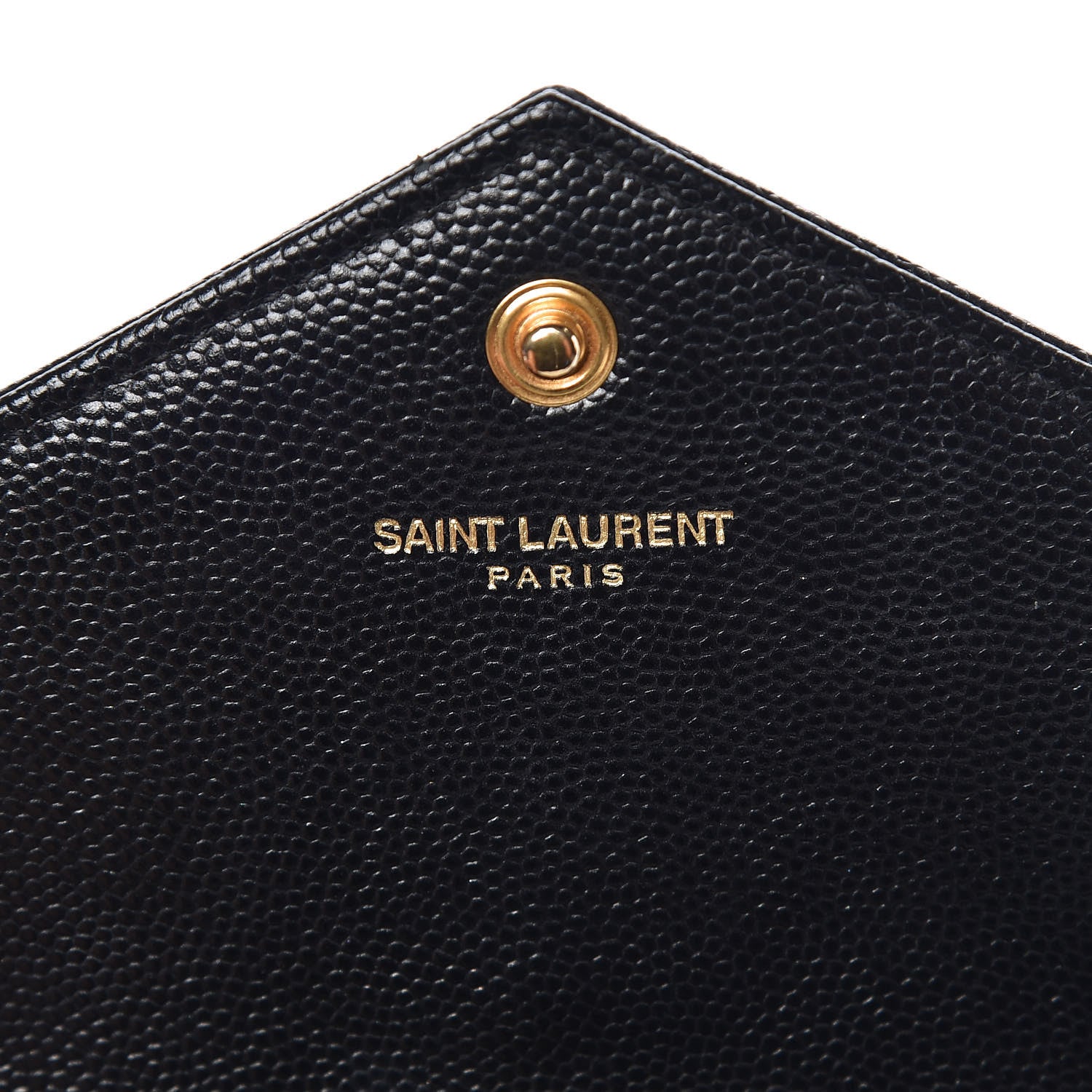 Saint Laurent Grain De Poudre Matelasse Chevron Monogram Envelope Chain Wallet Black 6 of 7
