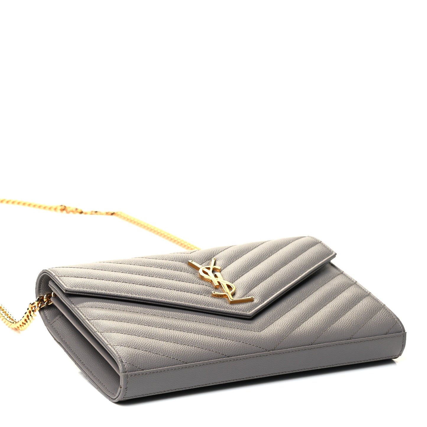 Grain De Poudre Matelasse Chevron Monogram Chain Wallet Coal
