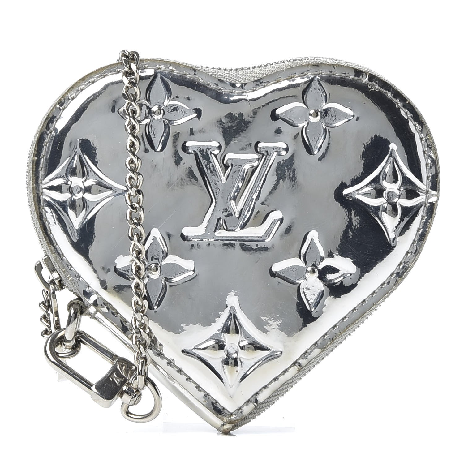 Louis Vuitton Monogram Miroir Heart Coin Purse Silver 1 of 6