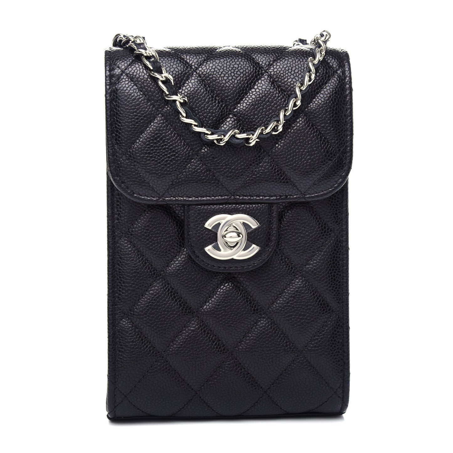Caviar Quilted Classic Phone Holder Black