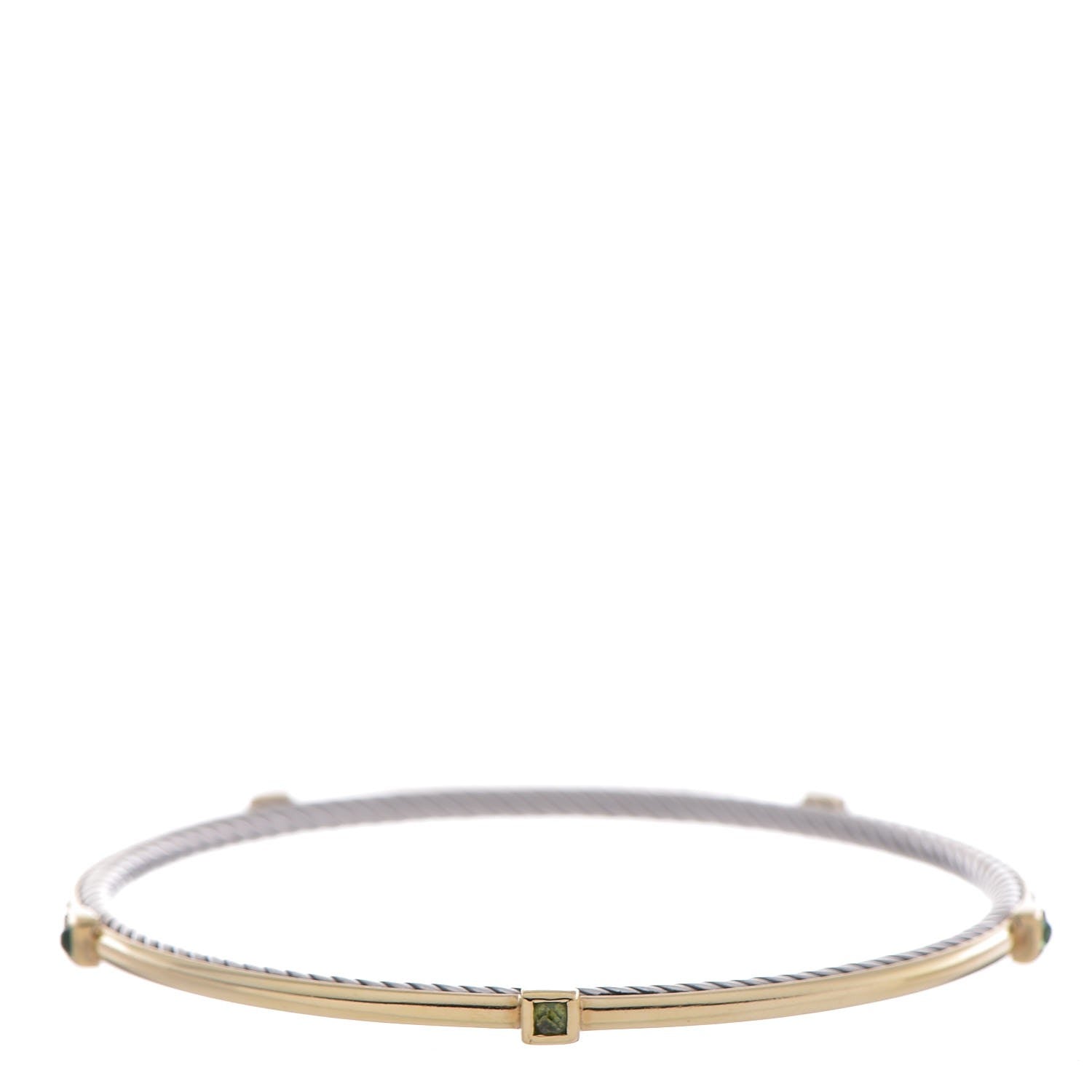 David Yurman Sterling Silver 18K Yellow Gold Peridot Confetti Bangle Bracelet 1 of 4