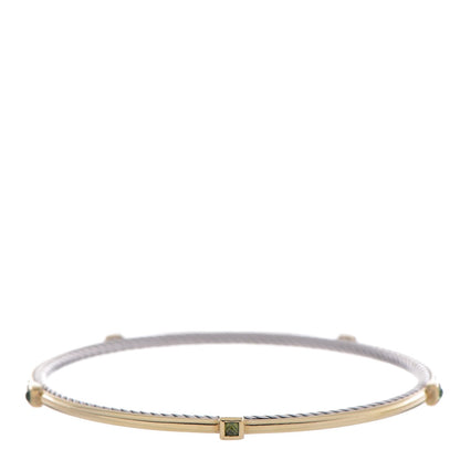 David Yurman Sterling Silver 18K Yellow Gold Peridot Confetti Bangle Bracelet 1 of 4