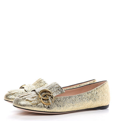 Gucci Galassia GG Marmont Fringe Flats 37 Platino 3 of 9