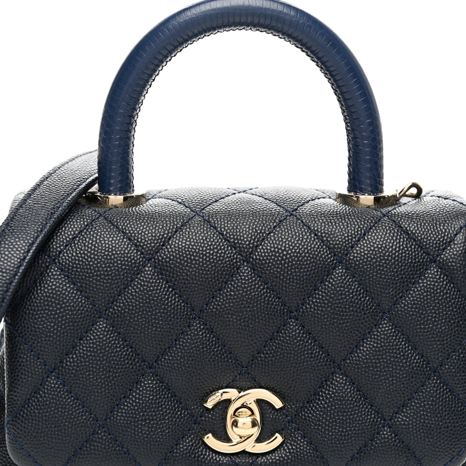 Chanel Caviar Lizard Embossed Quilted Extra Mini Coco Handle Flap Navy 8 of 10