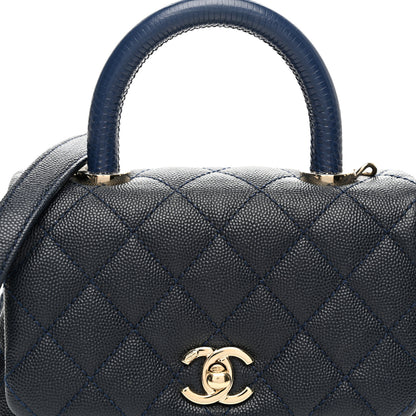 Chanel Caviar Lizard Embossed Quilted Extra Mini Coco Handle Flap Navy 8 of 10