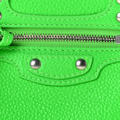 Balenciaga Grained Calfskin Neo Classic Silver Hardware Nano City Crossbody Fluo Green 10 of 10