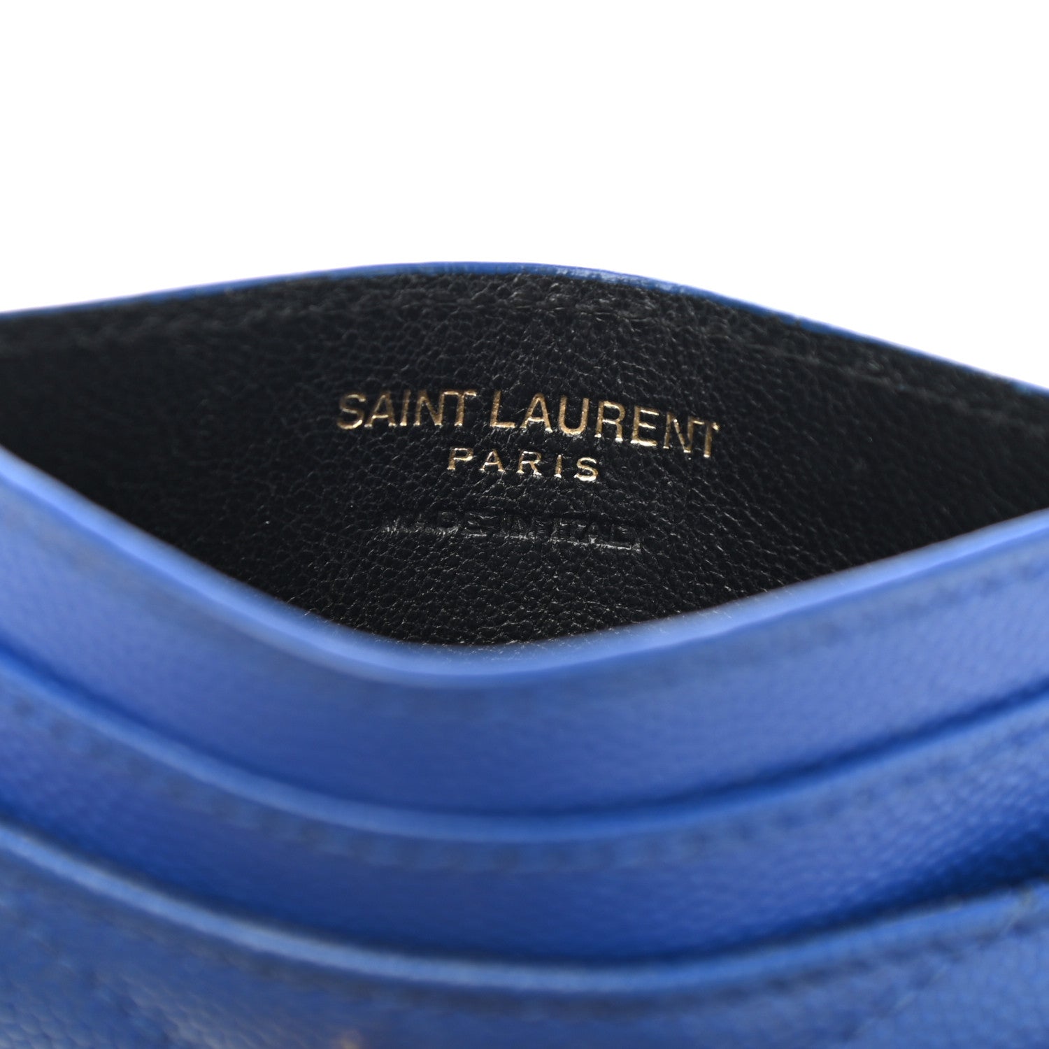 Saint Laurent Grain De Poudre Matelasse Monogram Credit Card Case Blue Majorelle 6 of 9