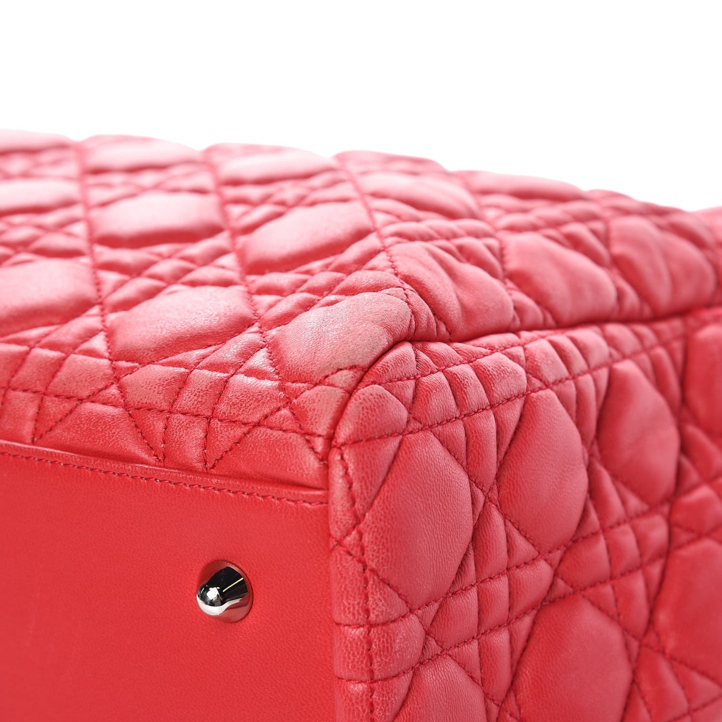 Lambskin Cannage Large Dior Soft Shopping Tote Coral