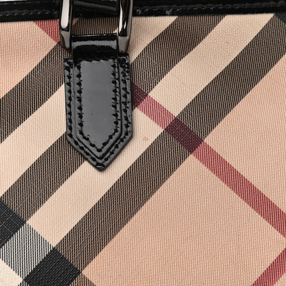 Burberry Nova Check Patent Trim Shopper Tote Black 17 of 19