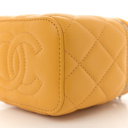 Chanel Lambskin Quilted Top Handle Mini Vanity Case With Chain Yellow 10 of 10