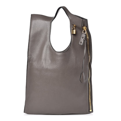 Tom Ford Calfskin Large Alix Padlock Zip Shoulder Bag Graphite 3 of 13