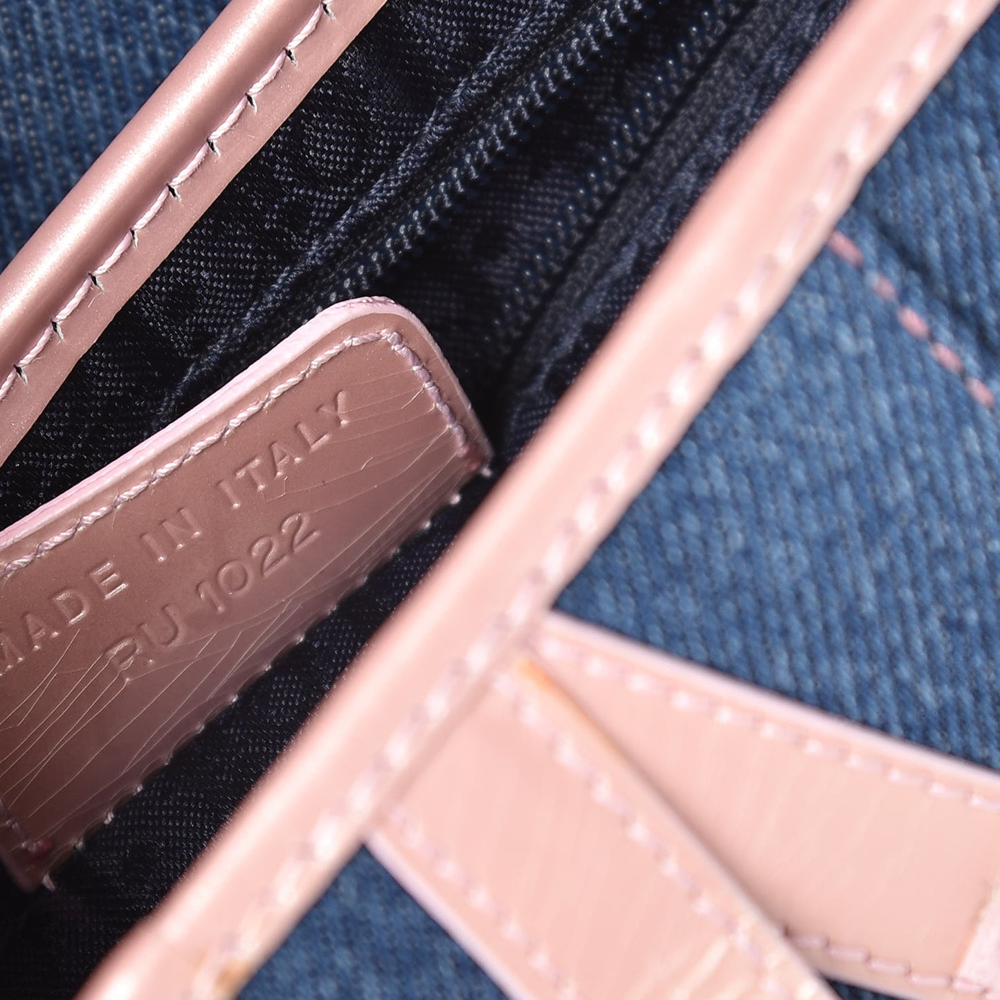 Patent Denim Jeans Saddle Bag Blue Pink