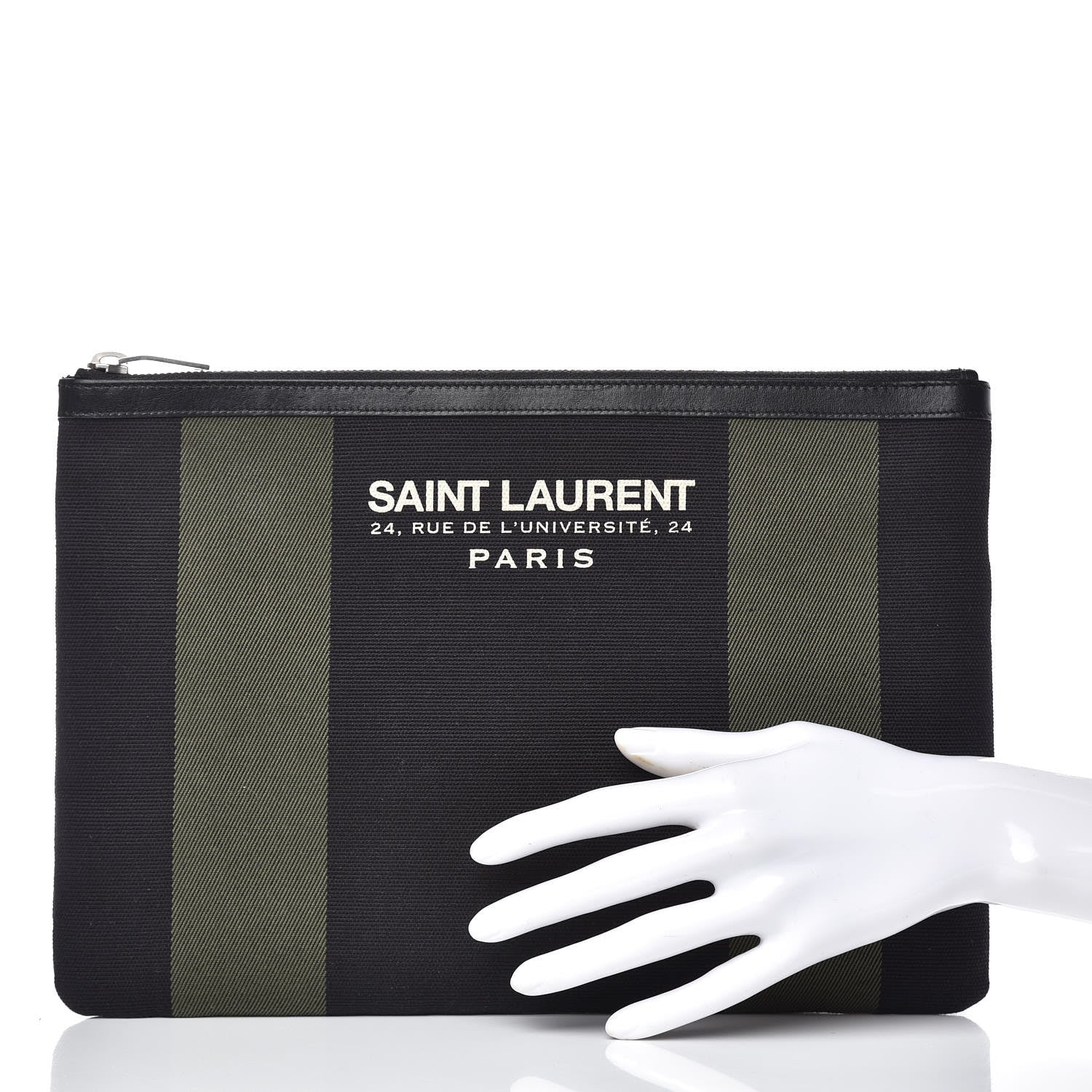 Saint Laurent Classic Cotton Canvas Monogram Pouch Black 2 of 8