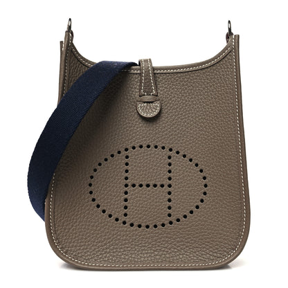 Hermes Taurillon Clemence Amazone Evelyne TPM Etoupe Bleu Indigo 1 of 10