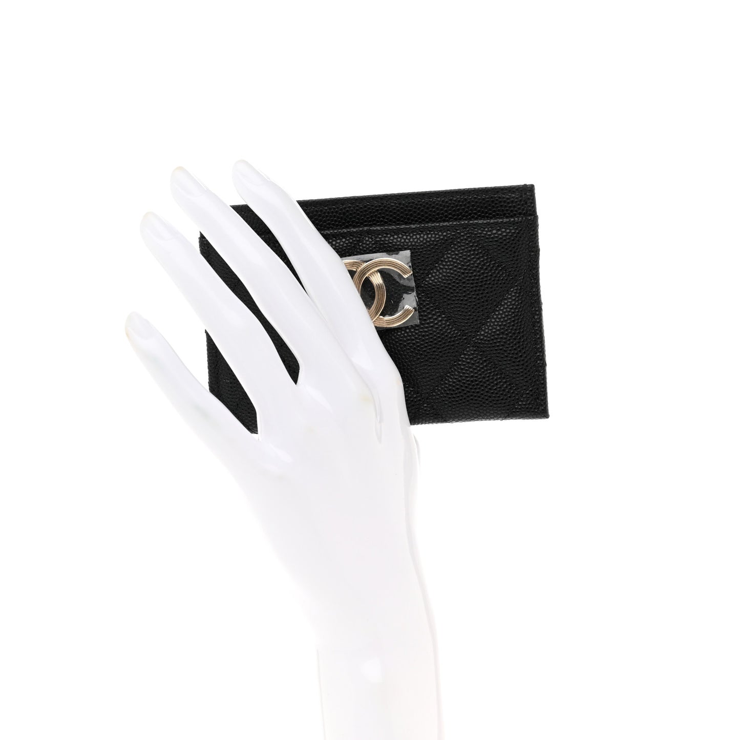 Caviar Quilted Striated Card Holder Black