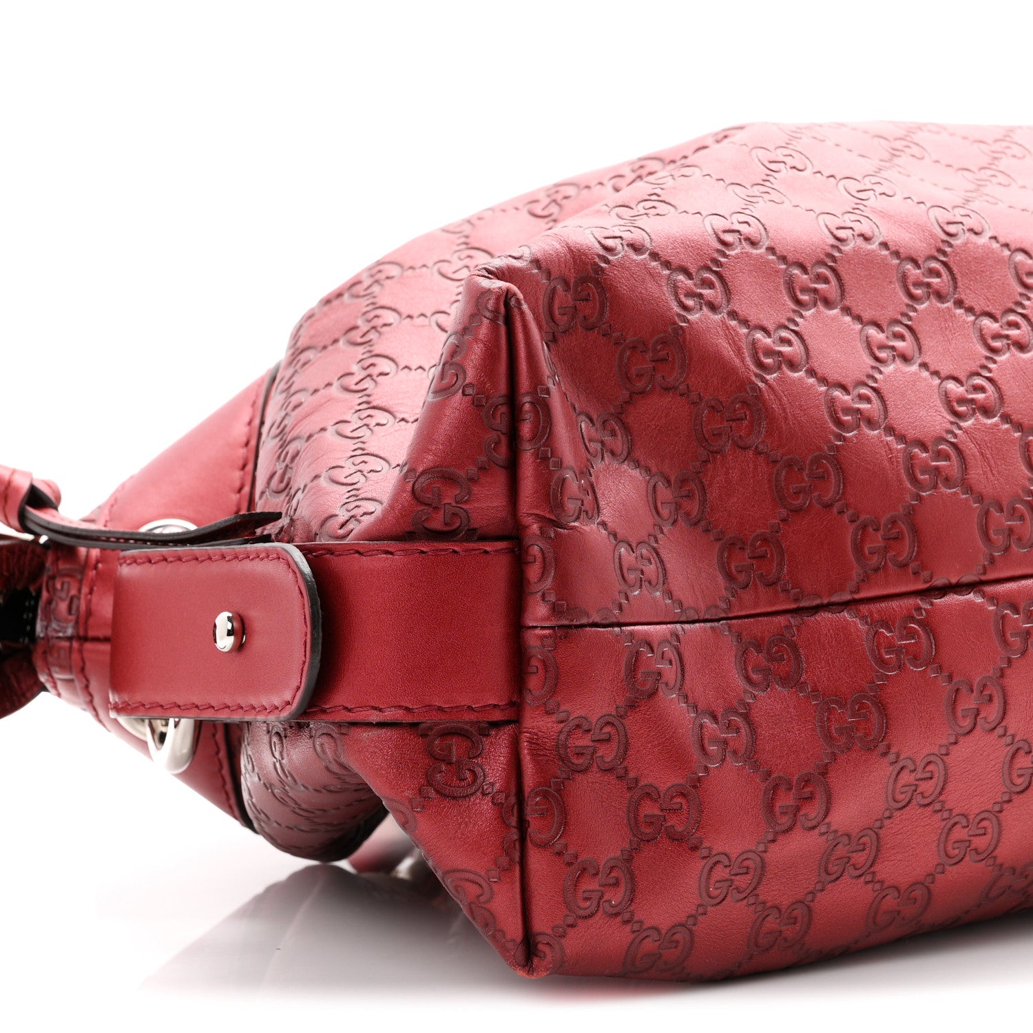 Gucci Metallic Guccissima Medium Bamboo Bar Tote Red 9 of 10