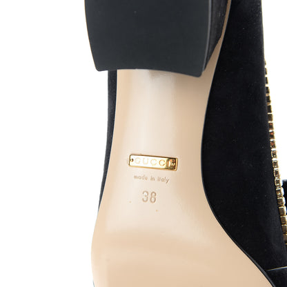 Gucci Kid Scamosciato Crystal GG Marmont Fringe 50mm Loafer Pumps 38 Black 7 of 10